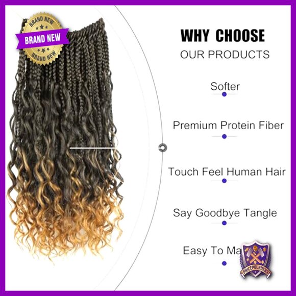 14 Inch Protein Fiber Crochet Braids Pre Looped Curly Ends Hair Extensions
